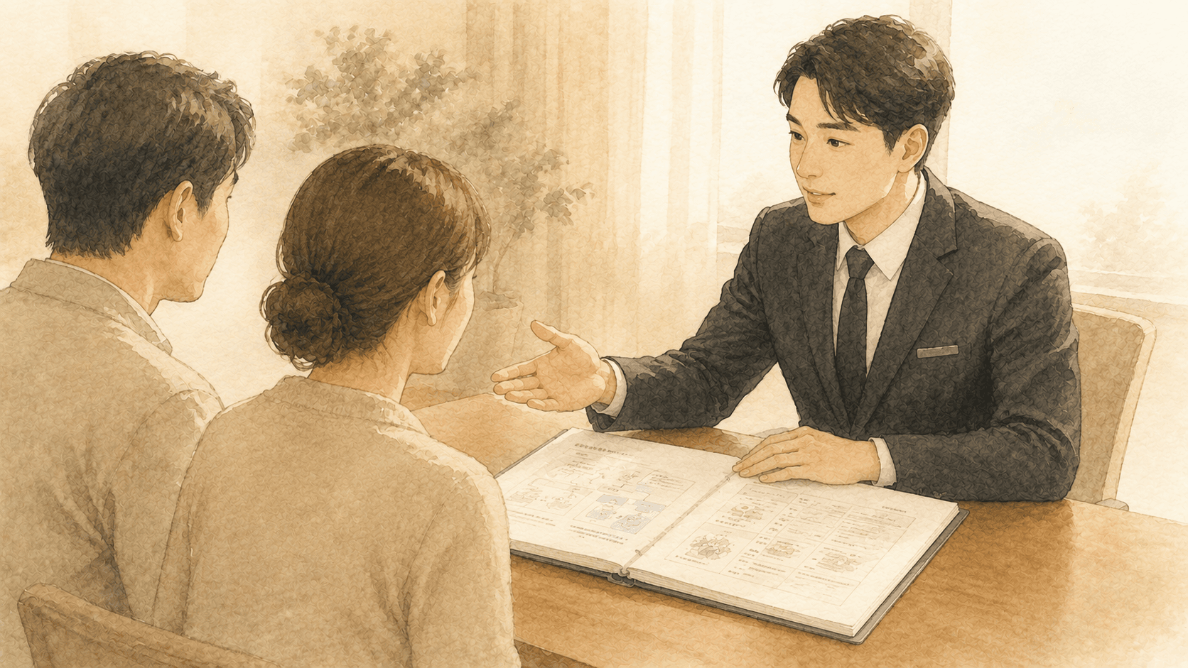 유가족과 상담하는 전문 장례지도사
